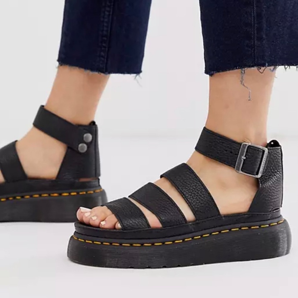 NEW CLARISSA II QUAD LEATHER PLATFORM SANDALS